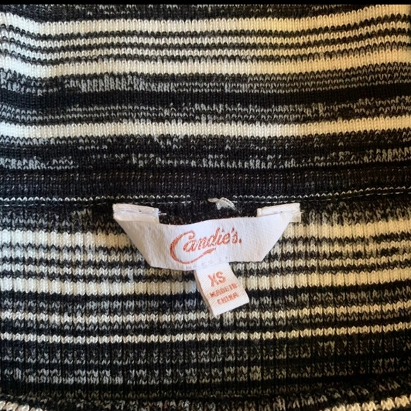 NWOT Candies Black White Stripe Sweater XS - Picture 4 of 4